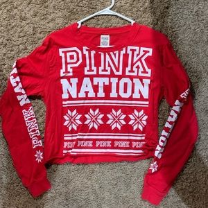 Long sleeve oversized crop top (PINK)